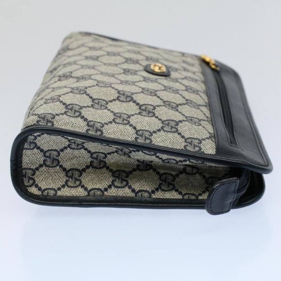 GUCCI GG Supreme Clutch Bag PVC Leather Navy Gray 014 115 Auth yk8933 - Picture 4 of 16